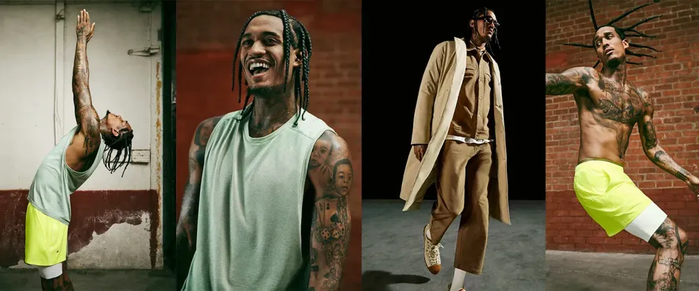 Men modeling different pieces from the lululemon men's collection while performing various exercises and sports